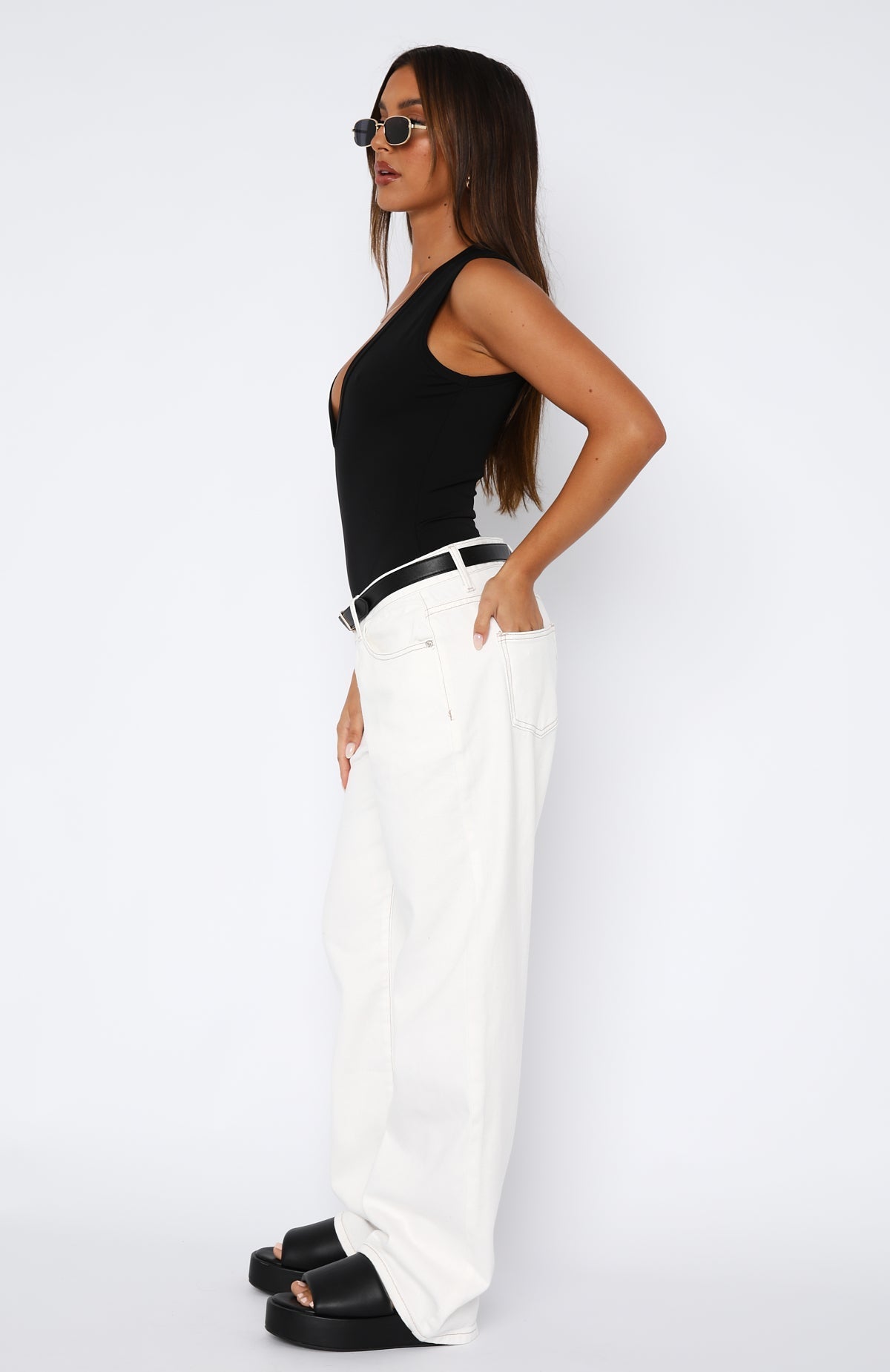 Sloane | Ecru Wide-Leg Jeans