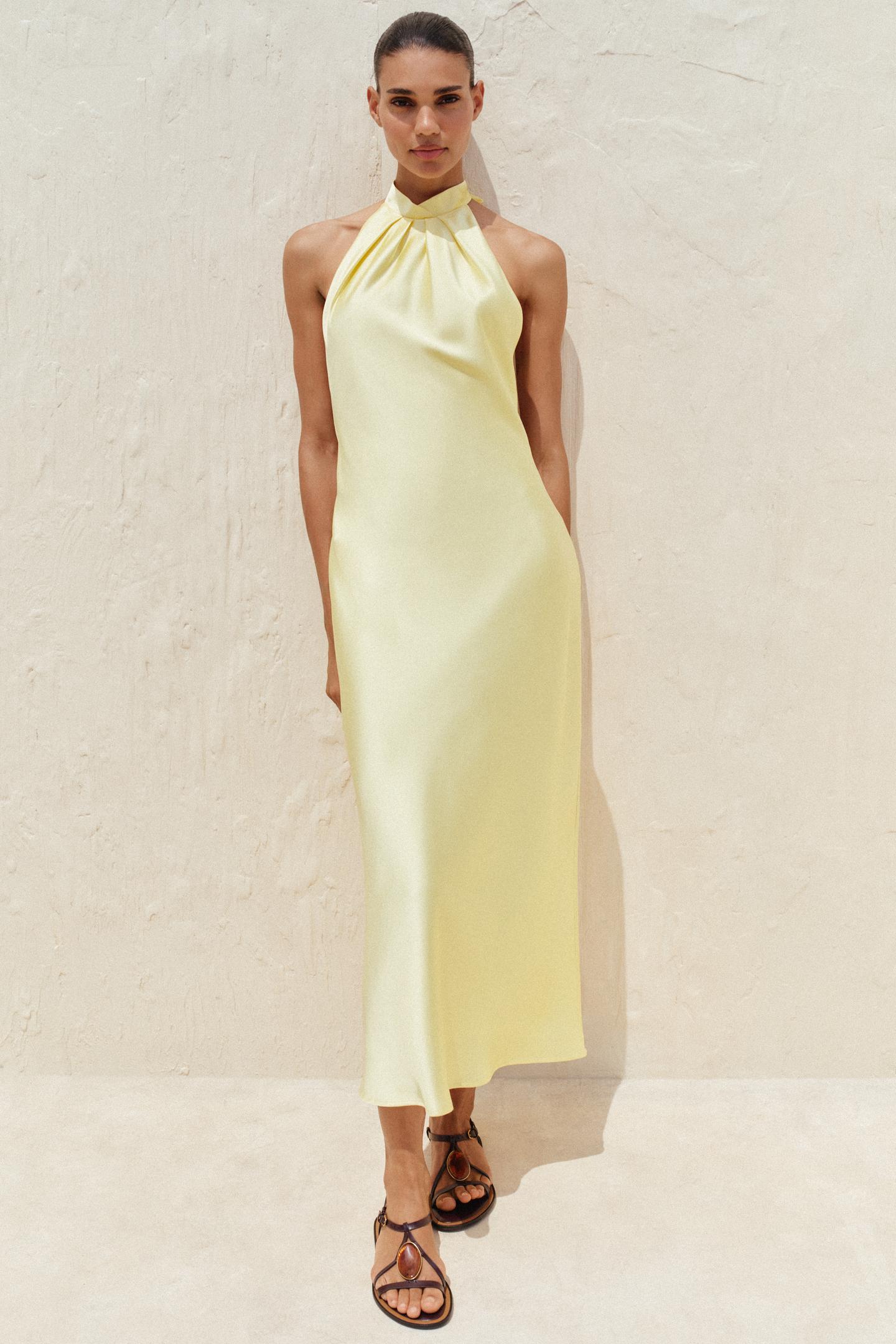 Soleil Halter Satin Maxi Dress
