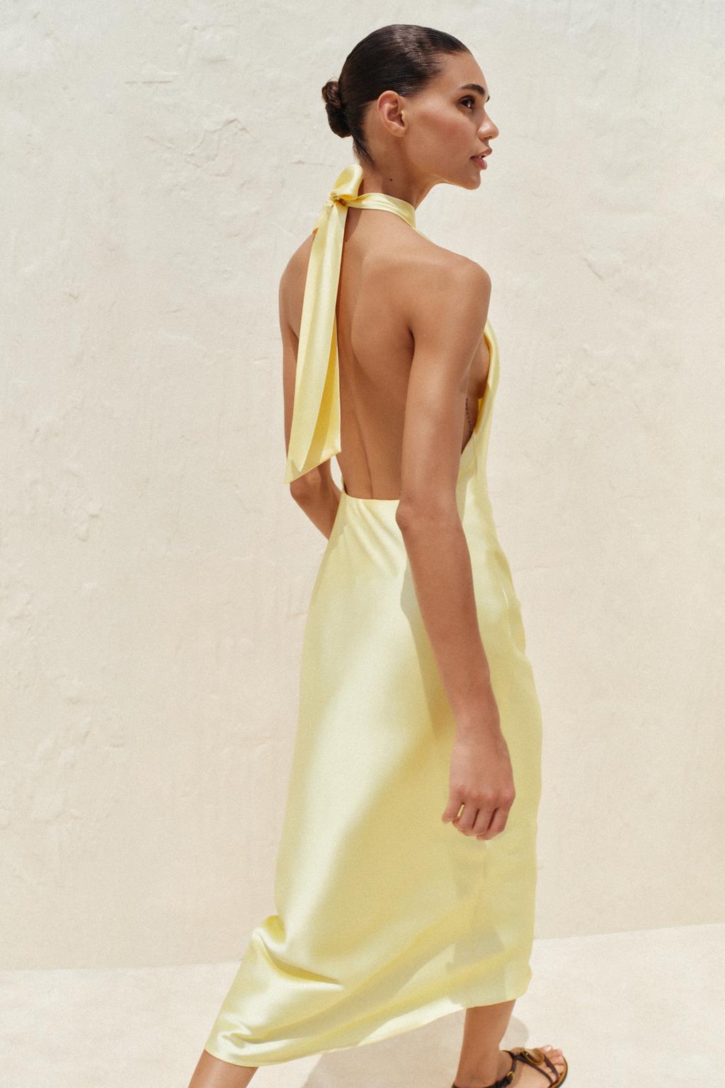 Soleil Halter Satin Maxi Dress