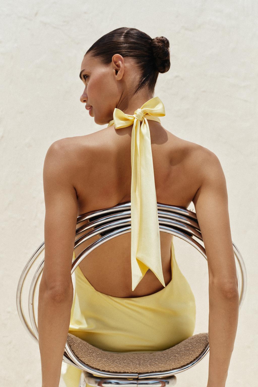 Soleil Halter Satin Maxi Dress